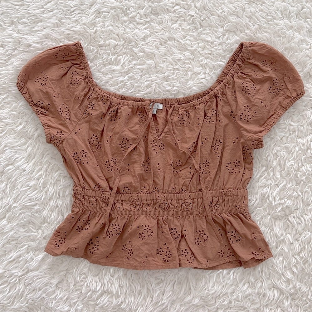 Love Tree Crop Top Brown BOHO Floral Fall Sz Medium